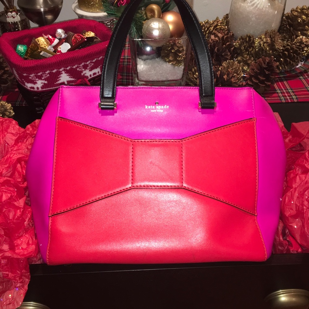Kate Spade Pink and Red Bow Bag